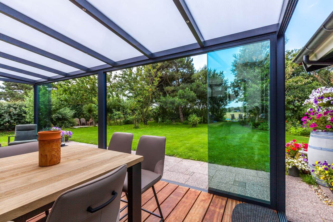 6M Wide Deponti BOSCO Aluminium Veranda Polycarbonate Roof (Available Depths Of 2.5M,3M,3.5M &4M)
