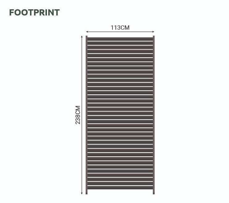 1.2M NOVA TITAN Aluminium Pergola FIXED WALL - PEBBLE