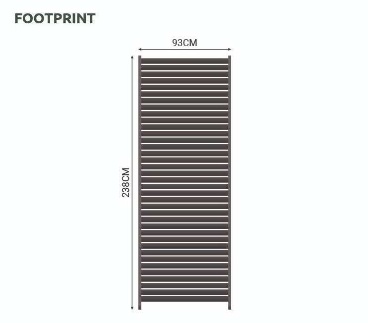 1M NOVA TITAN Aluminium Pergola FIXED WALL - GREY