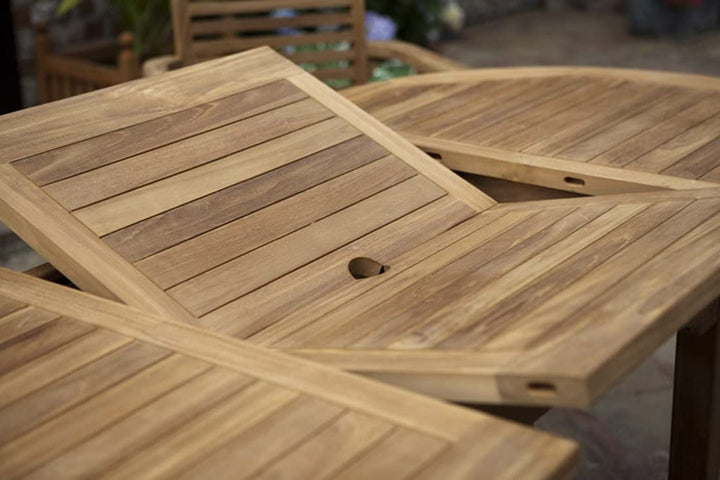 teak Wooden outdoor table with a geometric design