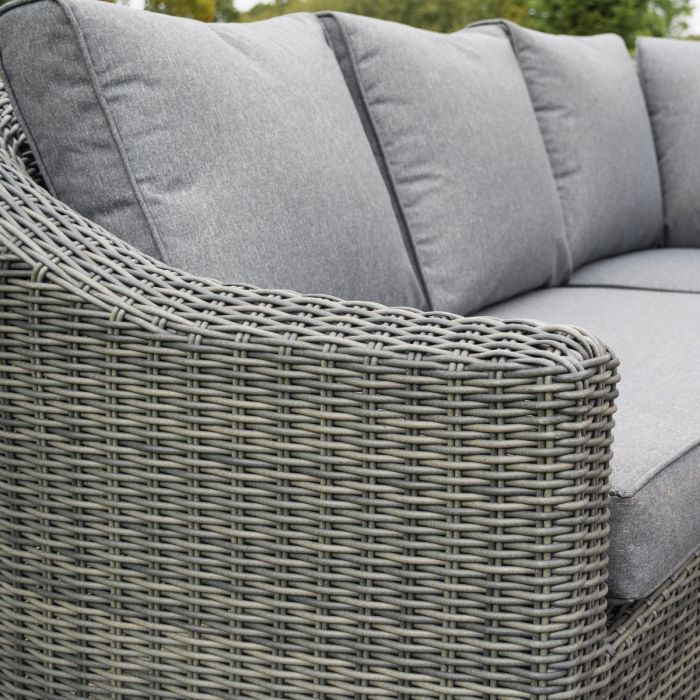 Bunbury Corner Garden Sofa Grey weave corner section in outdoor garden.