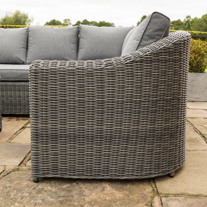Bunbury Corner Garden Sofa Grey weave end section on outdoor garden.
