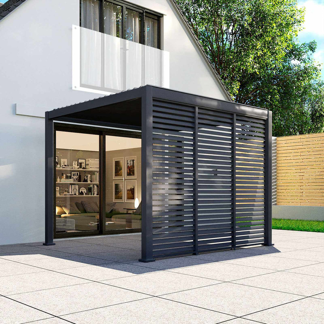 1.2M NOVA TITAN Aluminium Pergola FIXED WALL - GREY