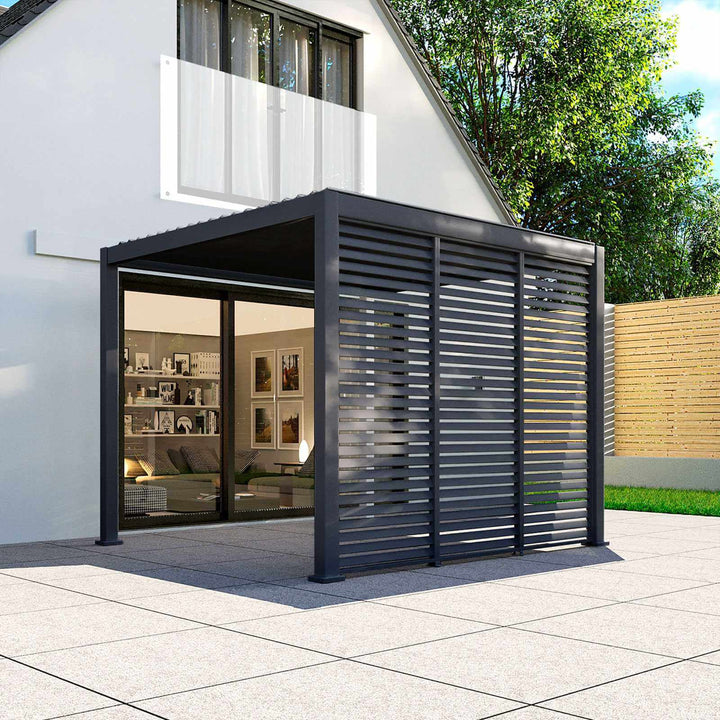 1.2M NOVA TITAN Aluminium Pergola FIXED WALL - GREY