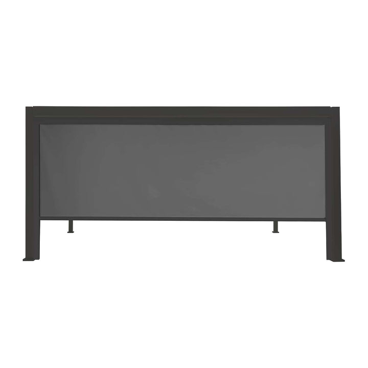 A grey privacy screen with an aluminium framework designed for a 3.6m NOVA Titan pergola. Show on pure white background.