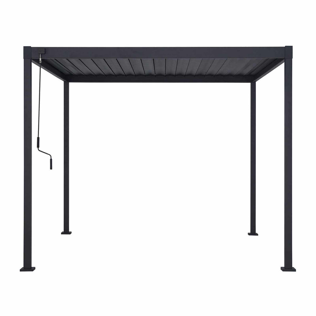 Nova Luna Black metal pergola structure on a white background
