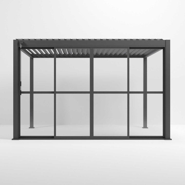 3.6M NOVA Titan Aluminium Transparent French Sliding Door System Graphite Grey