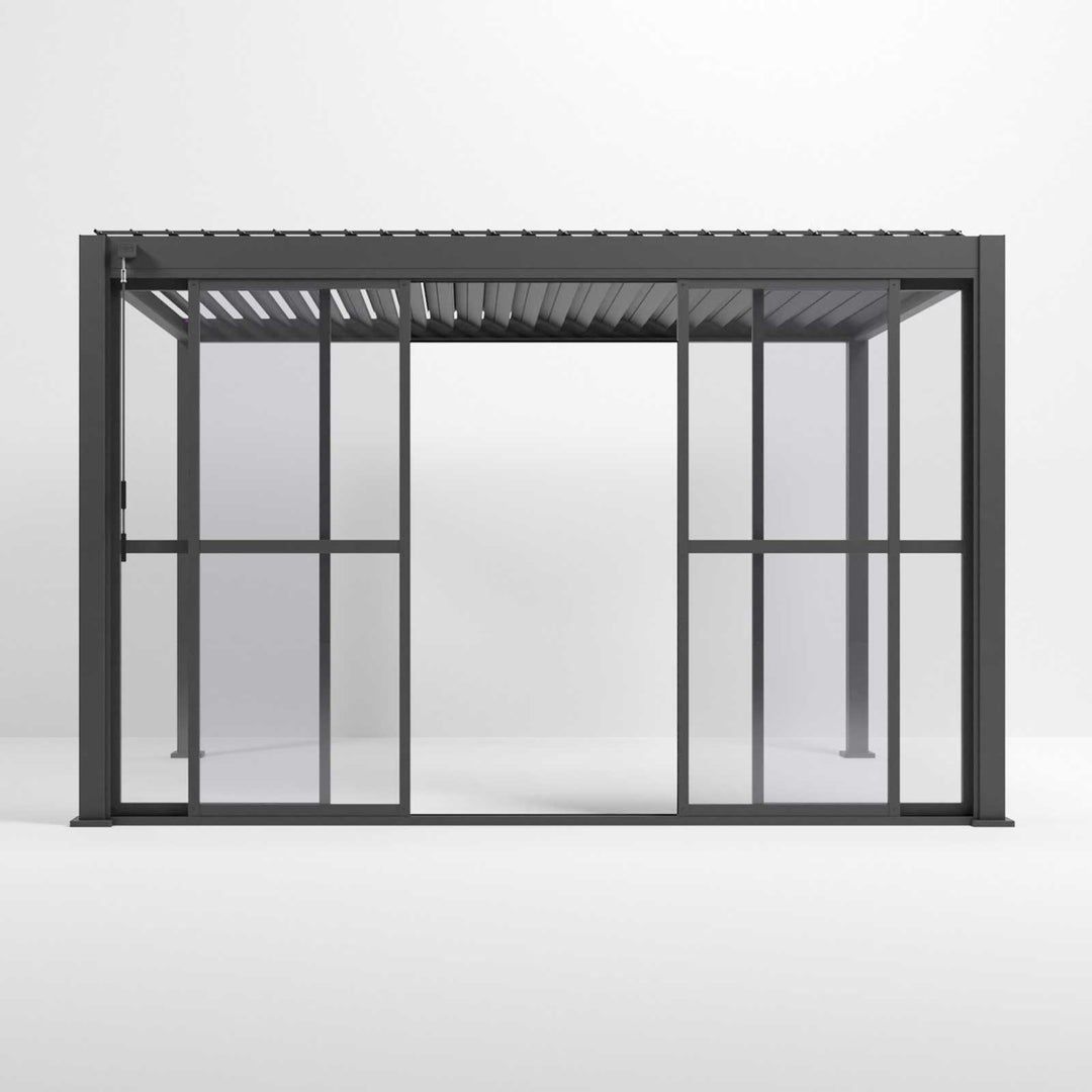 3.6M NOVA Titan Aluminium Transparent French Sliding Door System Graphite Grey