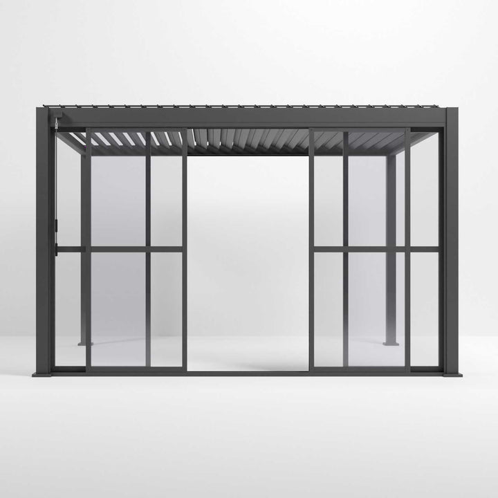 3.6M NOVA Titan Aluminium Transparent French Sliding Door System Graphite Grey