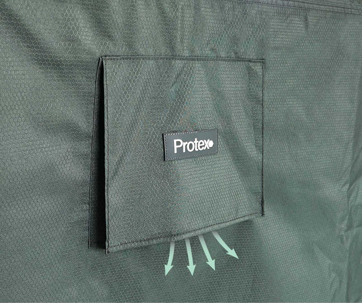 Nova Protex outdoor garden furniture cover in green with Hexgrid Anti-Rip Technology