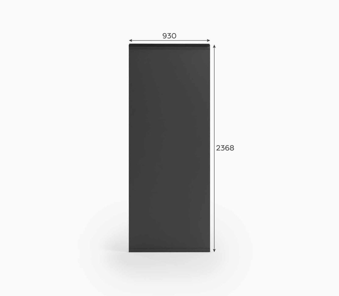 Nova Titan Pergola Solid installation wall line drawing with dimensions on plain white back ground. 1M