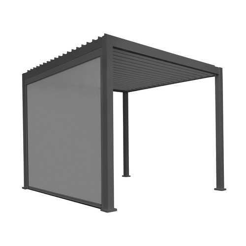 Gray Aluminium Nova Titan pergola structure on a white background, showing  .4M privacy screen
