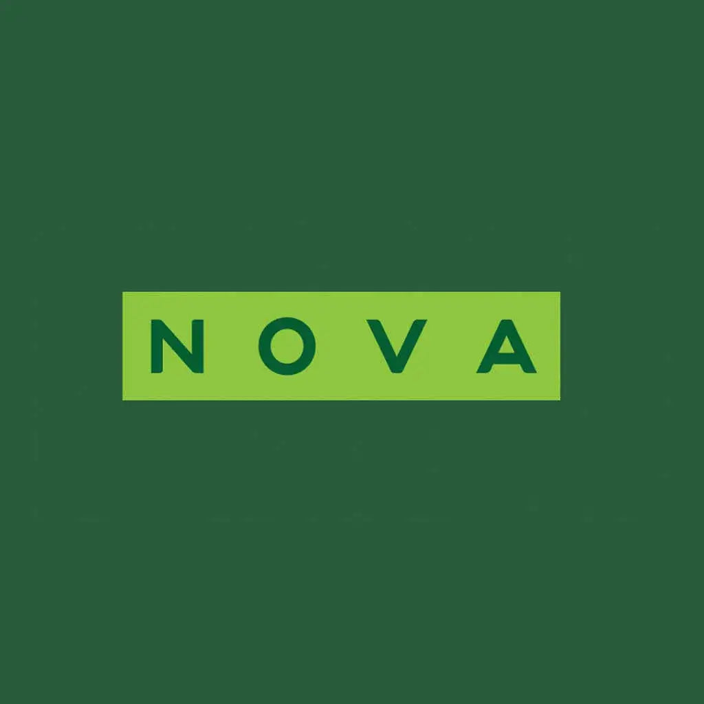 Green 'NOVA' logo on a dark green background