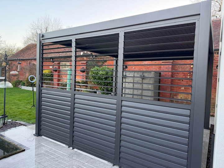 NOVA Titan Adjustable Louvered Walls Inside open close DEMO Midland Garden Furniture